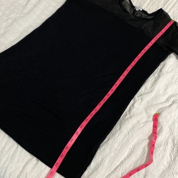 Splendid Womens Black Mesh Knit Shift Dress Modal 7/8 Sleeve Sheer Panel Size SP - Picture 6 of 9